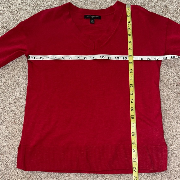 BANANA REPUBLIC♥️Long Sleeved V-Neck Red SWEATER🍁VERY GOOD Condition! Size XS🌻 - Picture 8 of 8